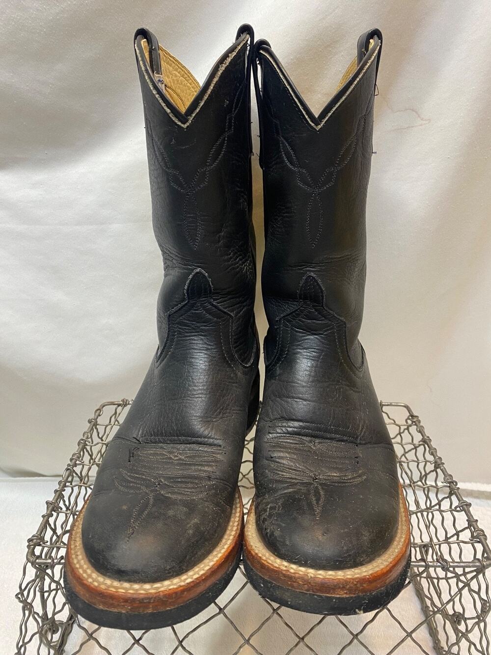 Anderson Bean Black Leather Boots Size 6C Round Toe